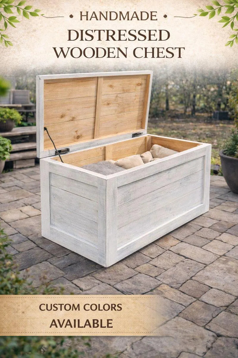 Handcrafted Cedar Chest: Rustic Farmhouse 33 Inch Wooden Storage Trunk