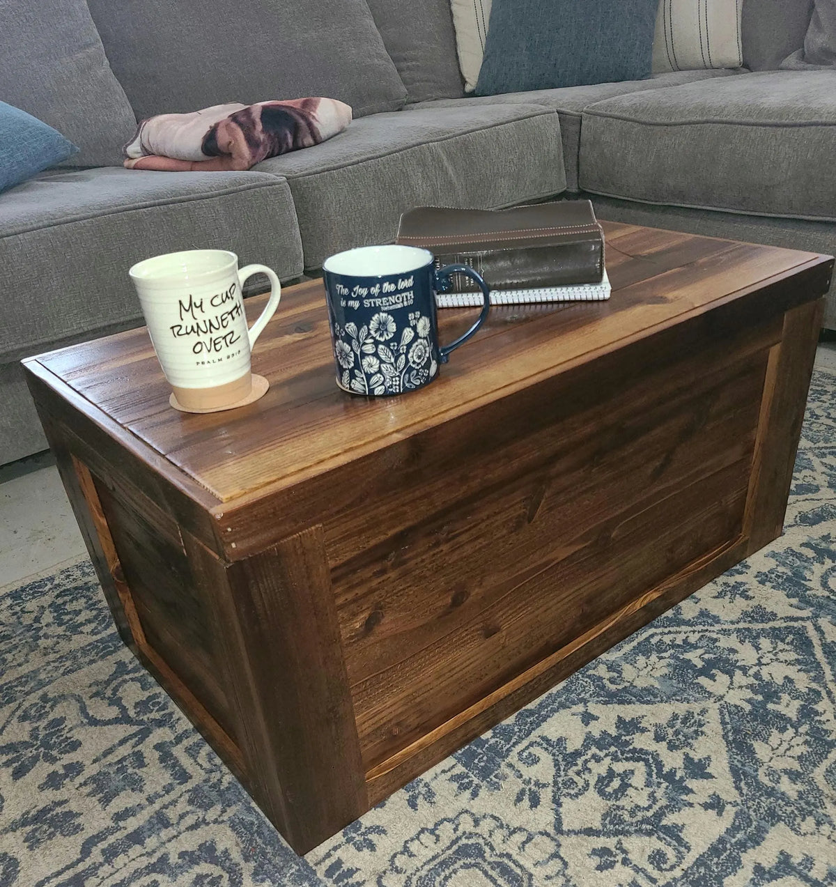 Handcrafted Cedar Chest: Rustic Farmhouse 33 Inch Wooden Storage Trunk