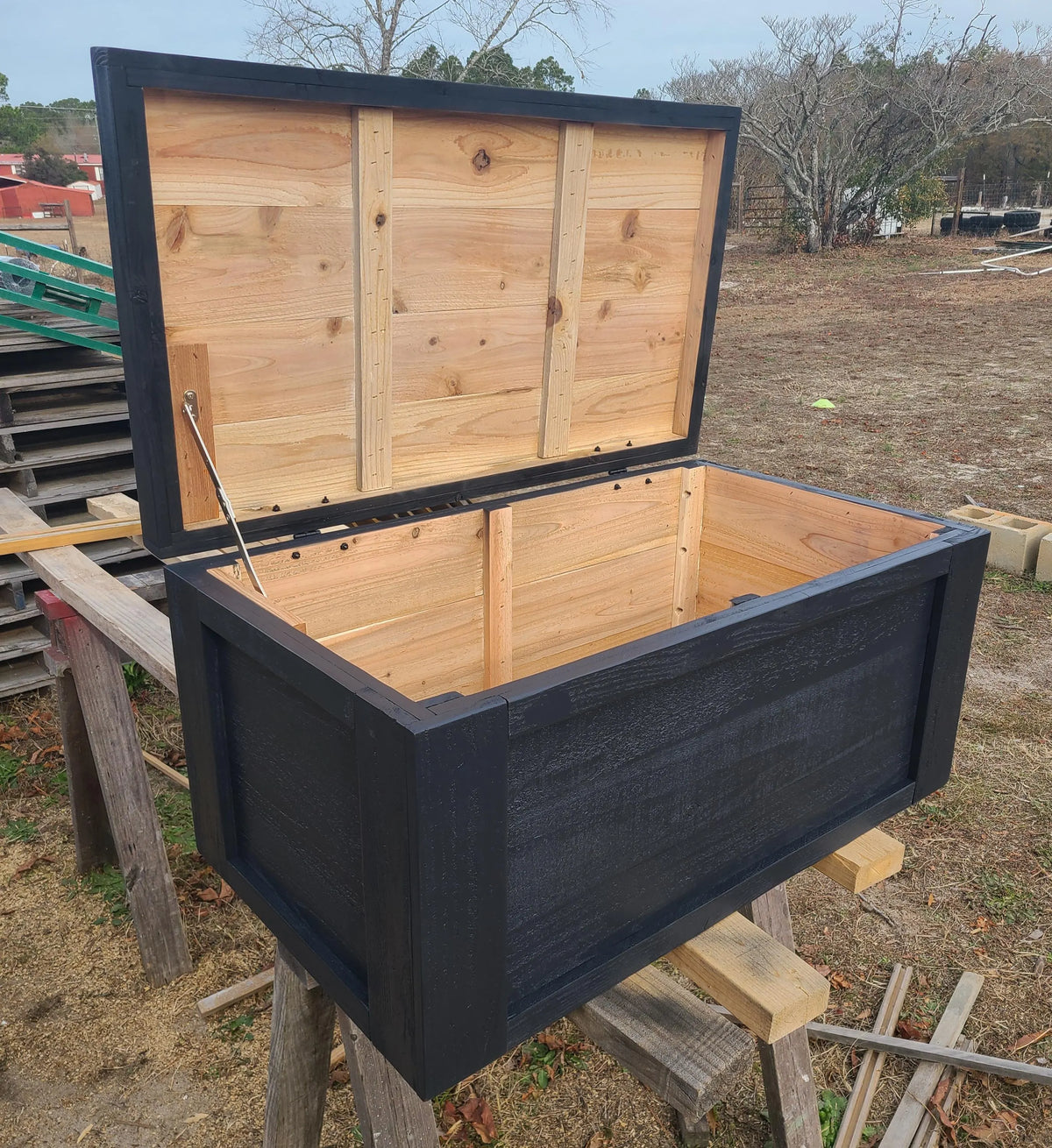 Handcrafted Cedar Chest: Rustic Farmhouse 33 Inch Wooden Storage Trunk Custom Color