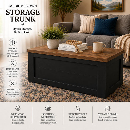Handcrafted  Two-Tone Cedar Chest: Rustic Farmhouse Wooden Storage Trunk