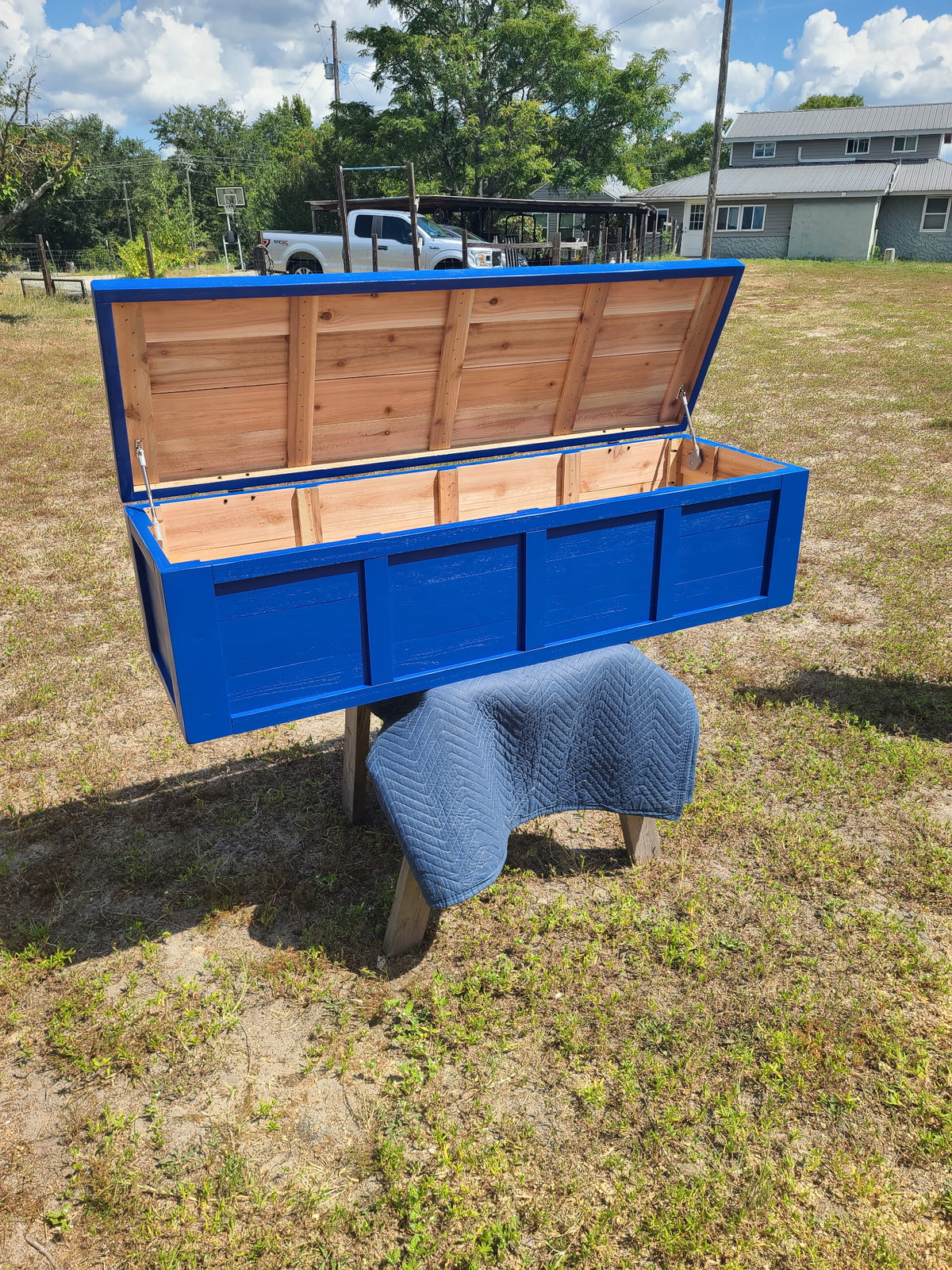 Handcrafted Cedar Chest: Rustic Farmhouse 33 Inch Wooden Storage Trunk Custom Color