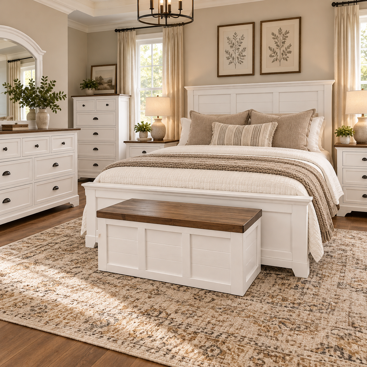 Handcrafted  Two-Tone Cedar Chest: Rustic Farmhouse Wooden Storage Trunk