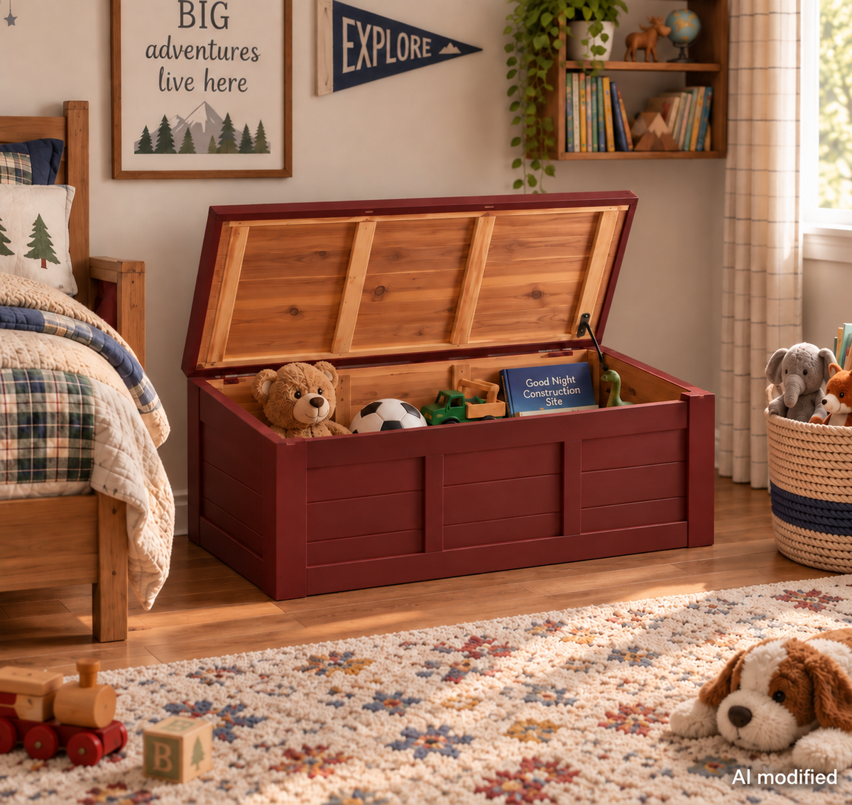 Handcrafted 47 Inch Cedar Chest: Rustic Farmhouse Wooden Storage Trunk Custom Color