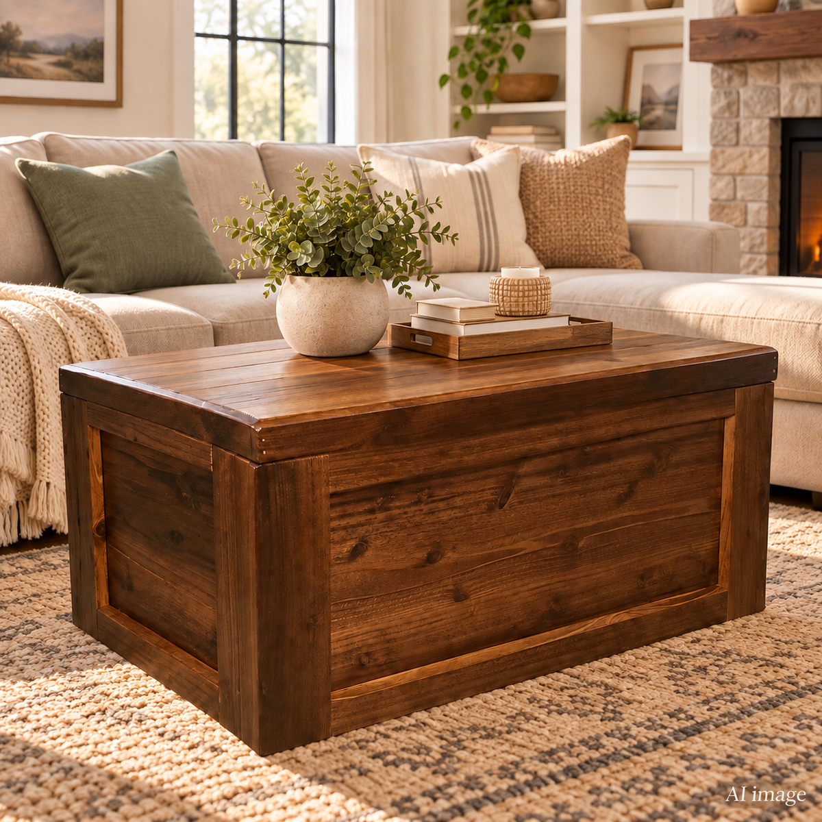 Handcrafted Cedar Chest: Rustic Farmhouse 33 Inch Wooden Storage Trunk