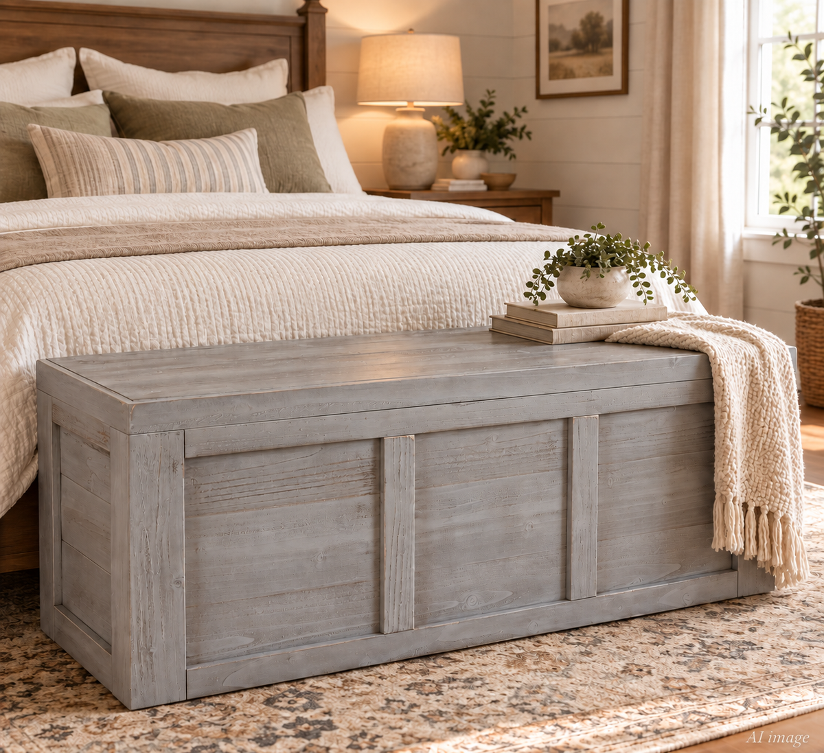 Handcrafted 47 Inch Cedar Chest: Rustic Farmhouse Wooden Storage Trunk