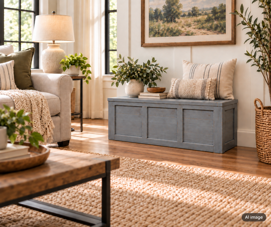 Handcrafted 47 Inch Cedar Chest: Rustic Farmhouse Wooden Storage Trunk Custom Color