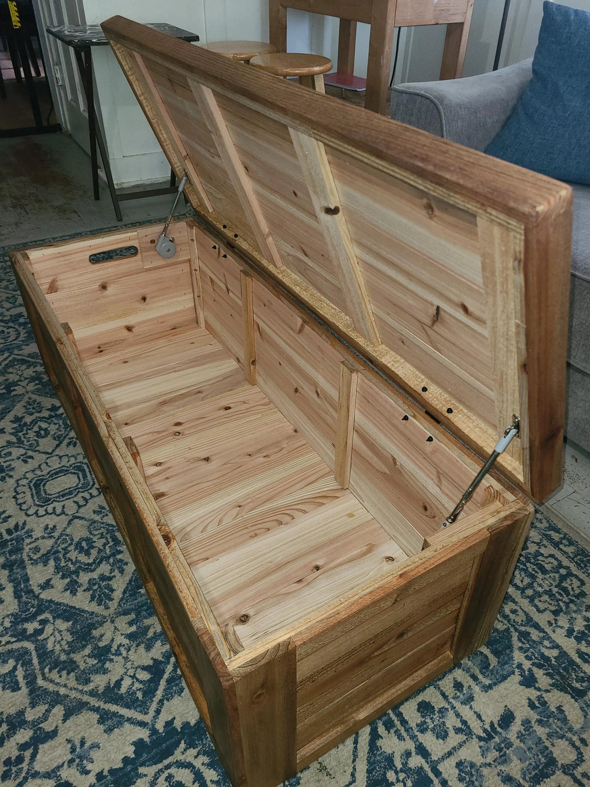 Handcrafted 47 Inch Cedar Chest: Rustic Farmhouse Wooden Storage Trunk