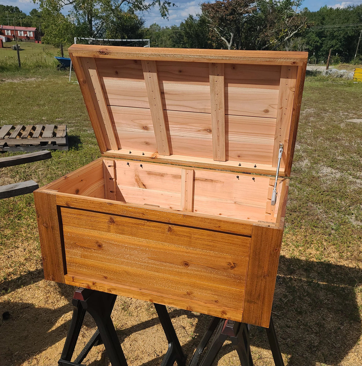 Handcrafted Cedar Chest: Rustic Farmhouse 33 Inch Wooden Storage Trunk
