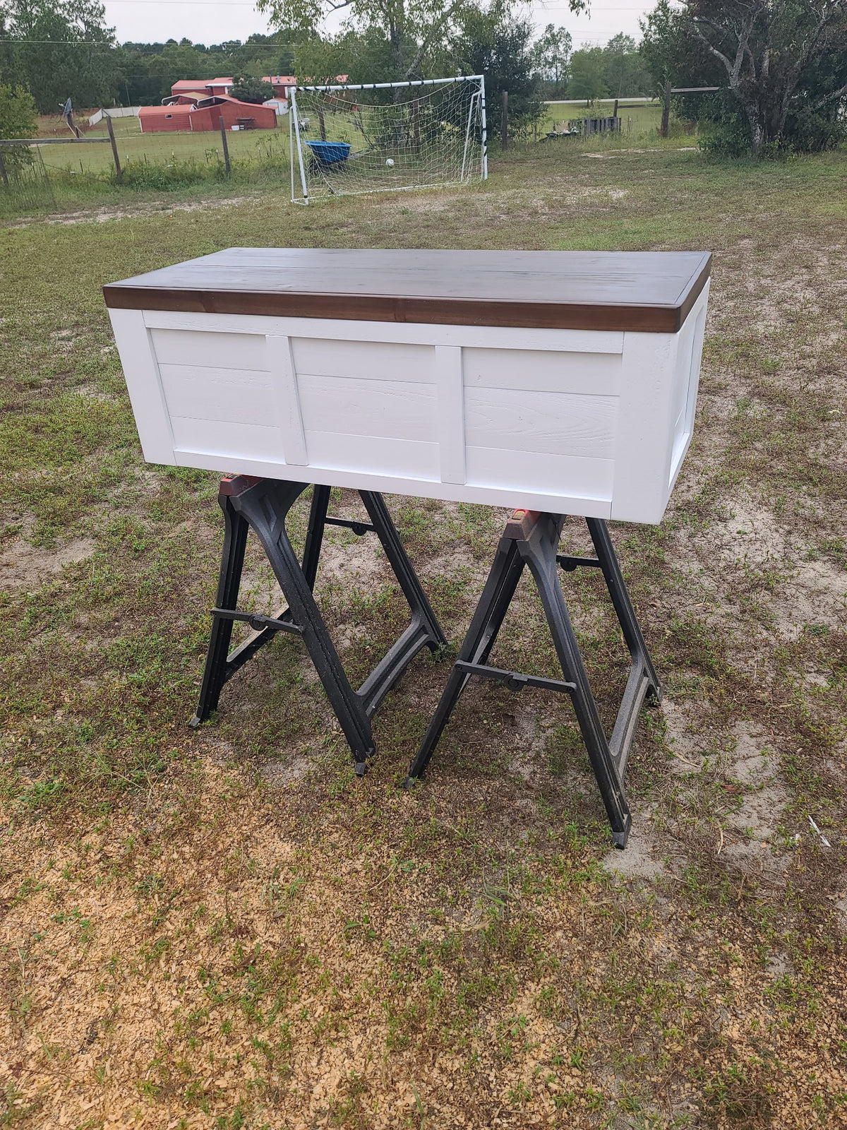 Handcrafted  Two-Tone Cedar Chest: Rustic Farmhouse Wooden Storage Trunk