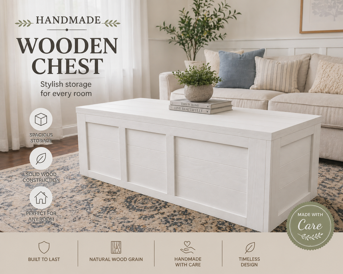 Handcrafted 47 Inch Cedar Chest: Rustic Farmhouse Wooden Storage Trunk